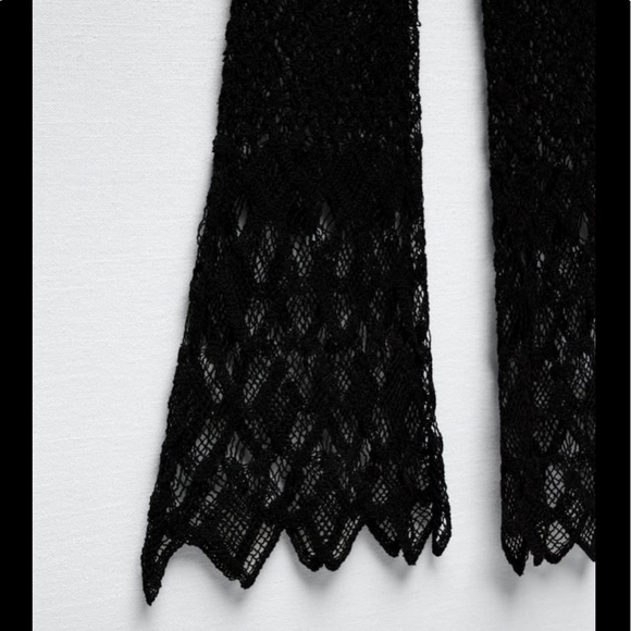 Zara crochet flared black knit pants beads and tassels - Picture 14 of 16